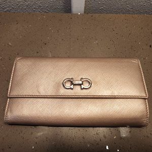 Salvator Ferragamo Gold Continental Wallet